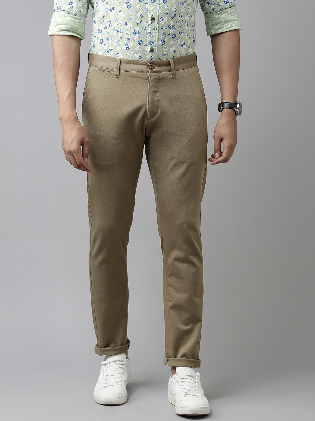 Buy U S Polo Assn Men Grey Slim Fit Trousers - Trousers for Men ...