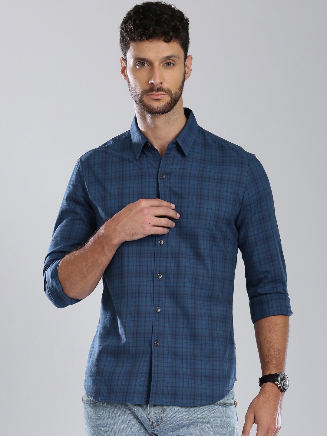 Buy Levis Men Navy Blue Checked Casual Shirt - Shirts for Men 1514940 ...