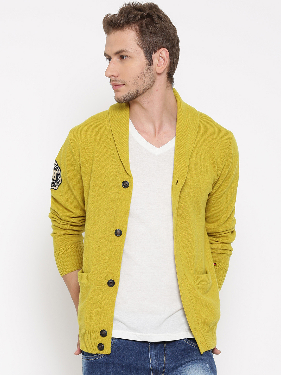 Buy Tommy Hilfiger Men Lime Green Solid Cardigan Sweaters for Men