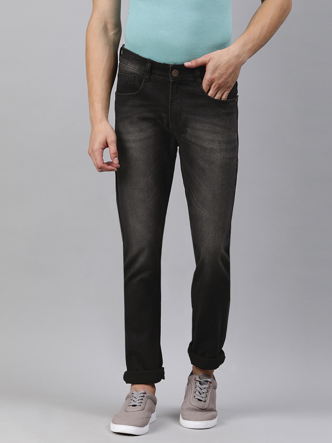 Buy Urbano Fashion Men Black Slim Fit Heavy Fade Acid Wash Stretchable