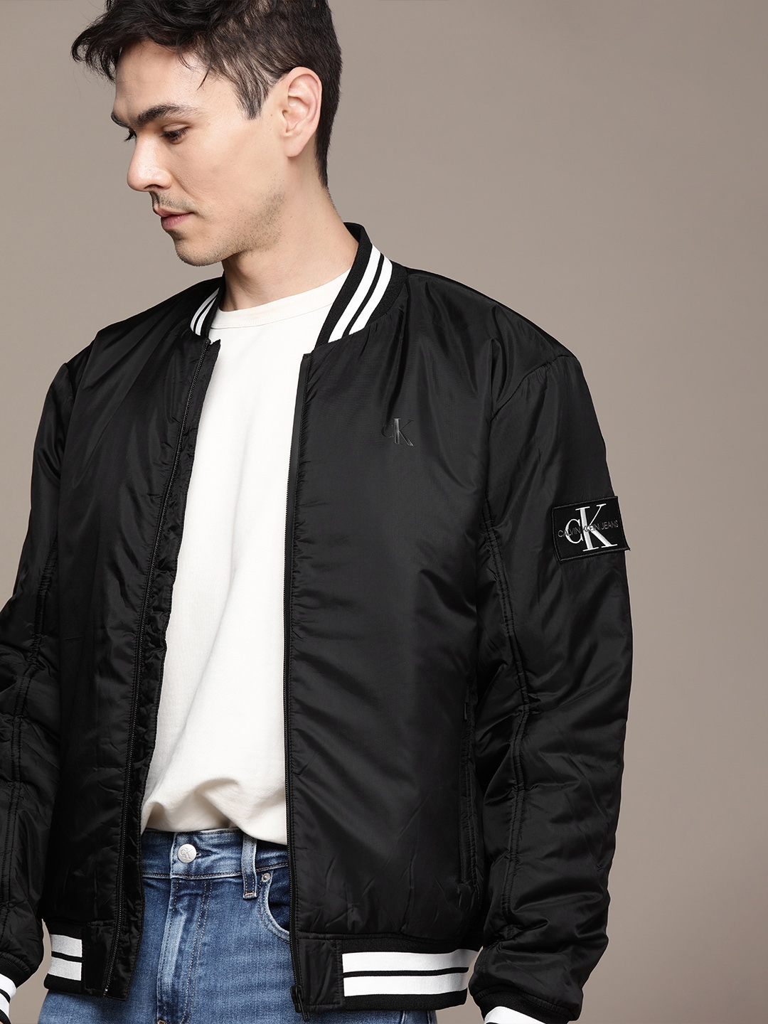 Buy Calvin Klein Jeans Men Black Recycled Bomber Jacket Jackets For Men 15151810 Myntra