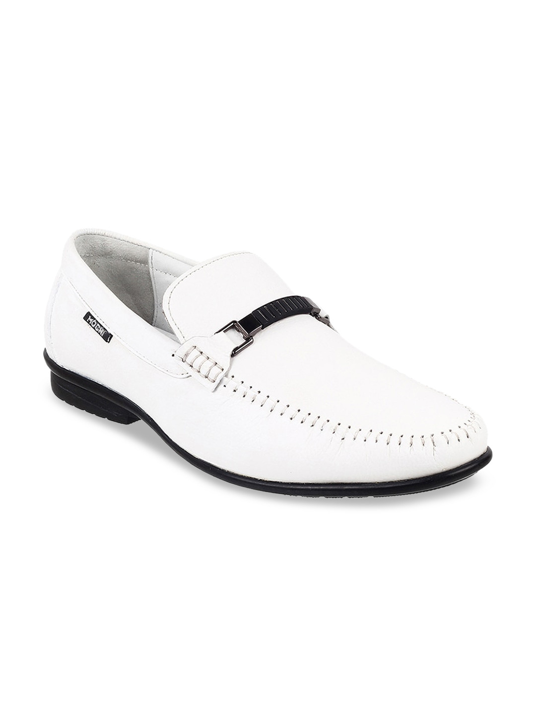 Buy Mochi Men White Solid Leather Loafers Casual Shoes for Men 15152450 Myntra