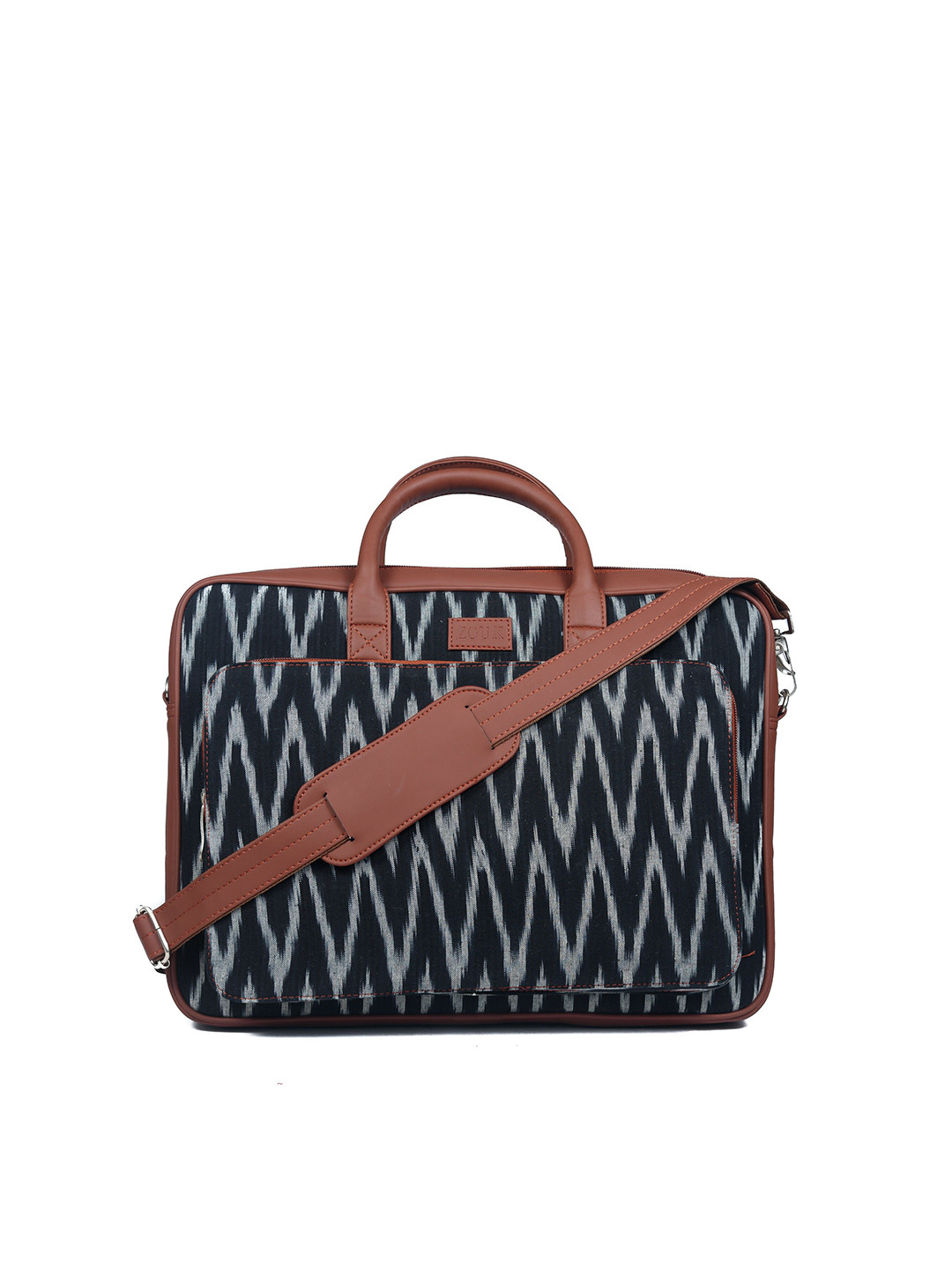 Buy ZOUK Unisex Black & White Printed Ikat Fabric Vegan Leather Laptop