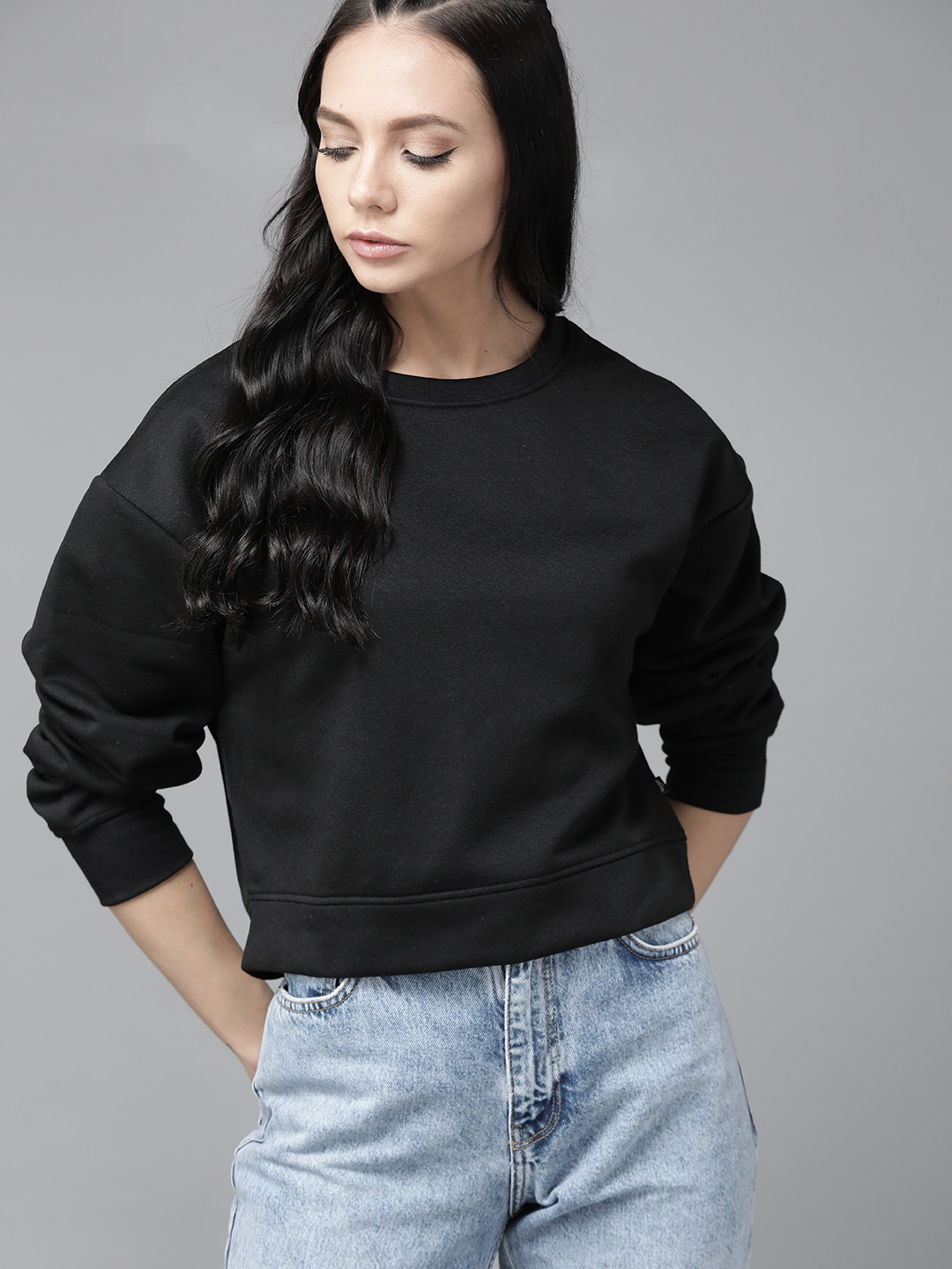 Buy Roadster Women Black Sweatshirt - Sweatshirts for Women 15158880 ...
