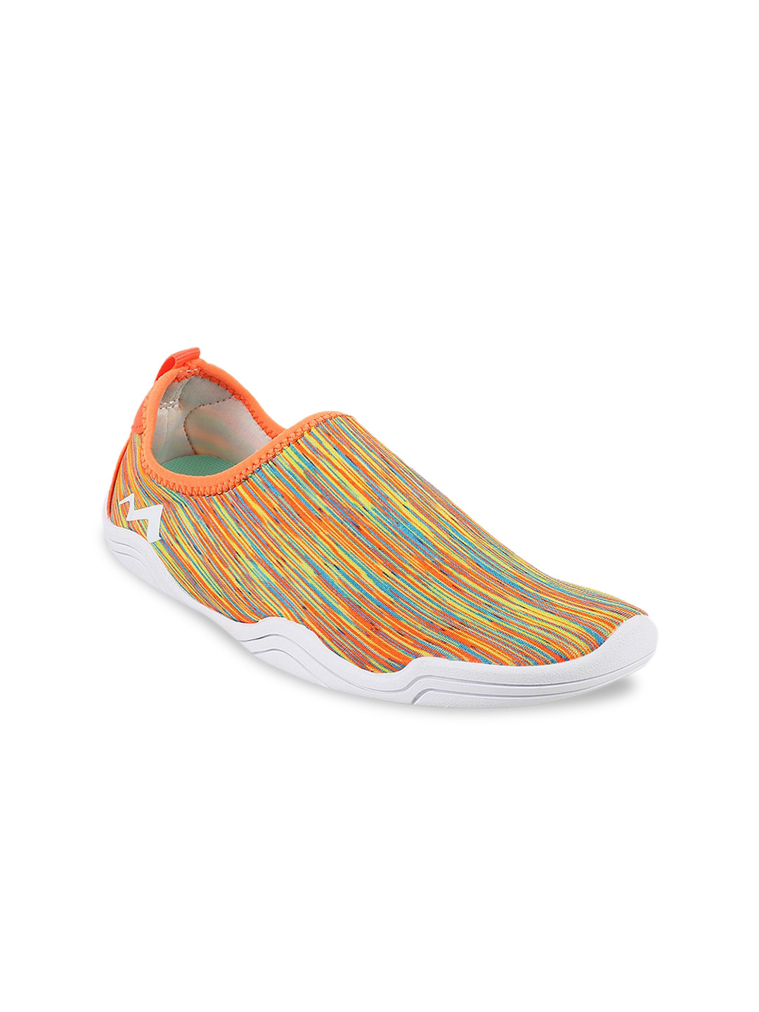 Orange Plaid Women's Slip On Sneakers