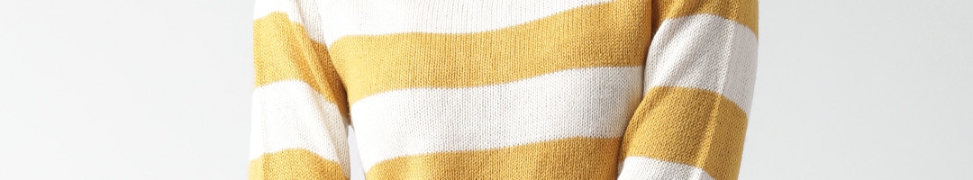 Buy ALCOTT Women Mustard Yellow & White Striped Sweater - Sweaters for ...