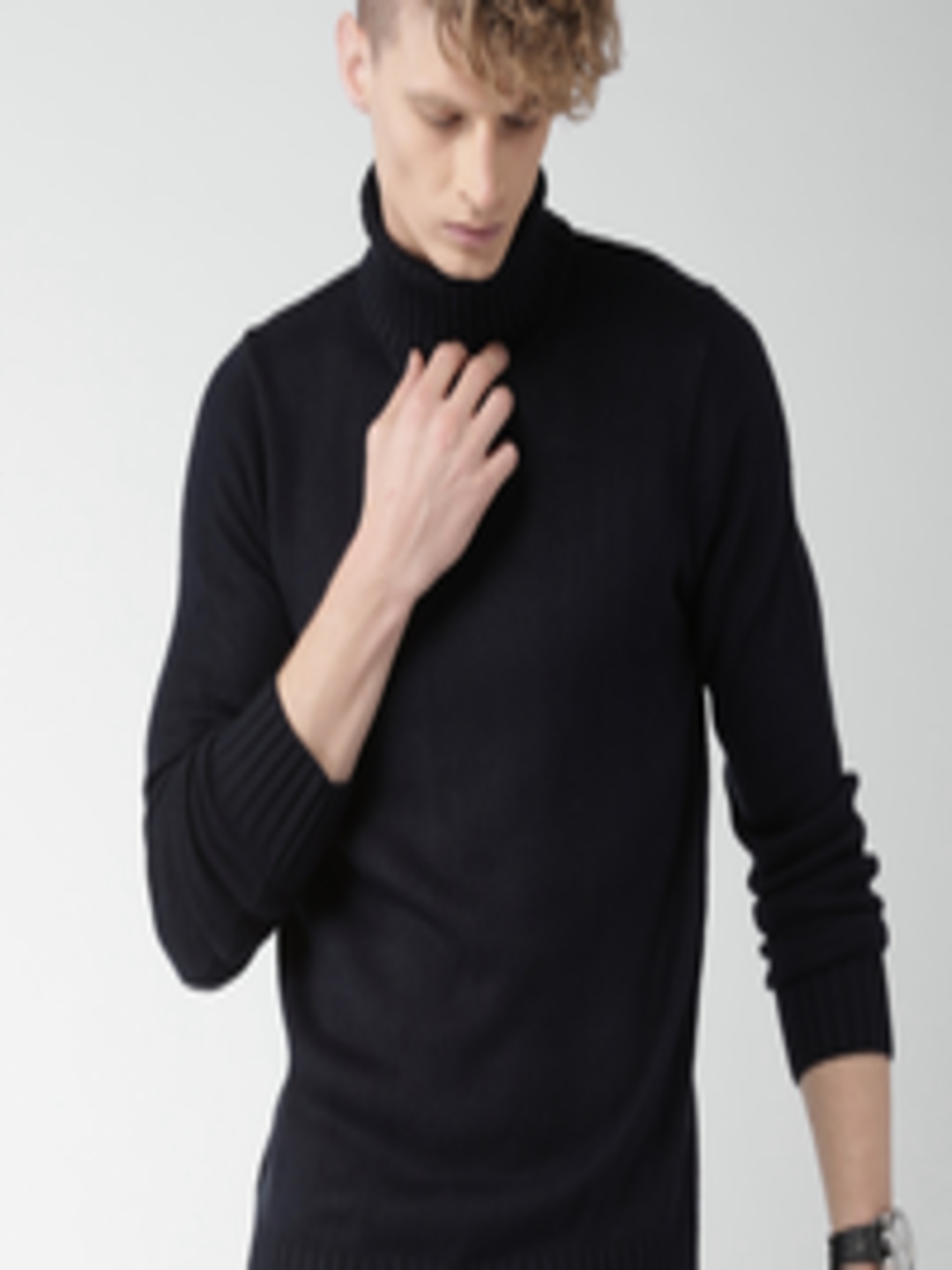 Buy ALCOTT Men Navy Blue Self Design Sweater - Sweaters for Men 1516594 ...