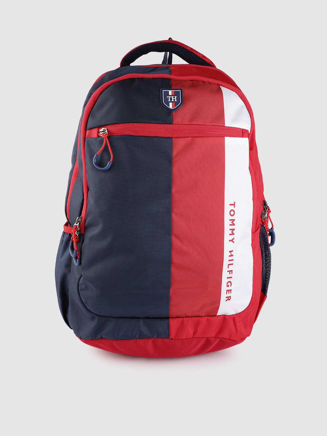 Buy Tommy Hilfiger Unisex Navy Blue & Red Colourblocked Backpack Backpacks for Unisex 15166640