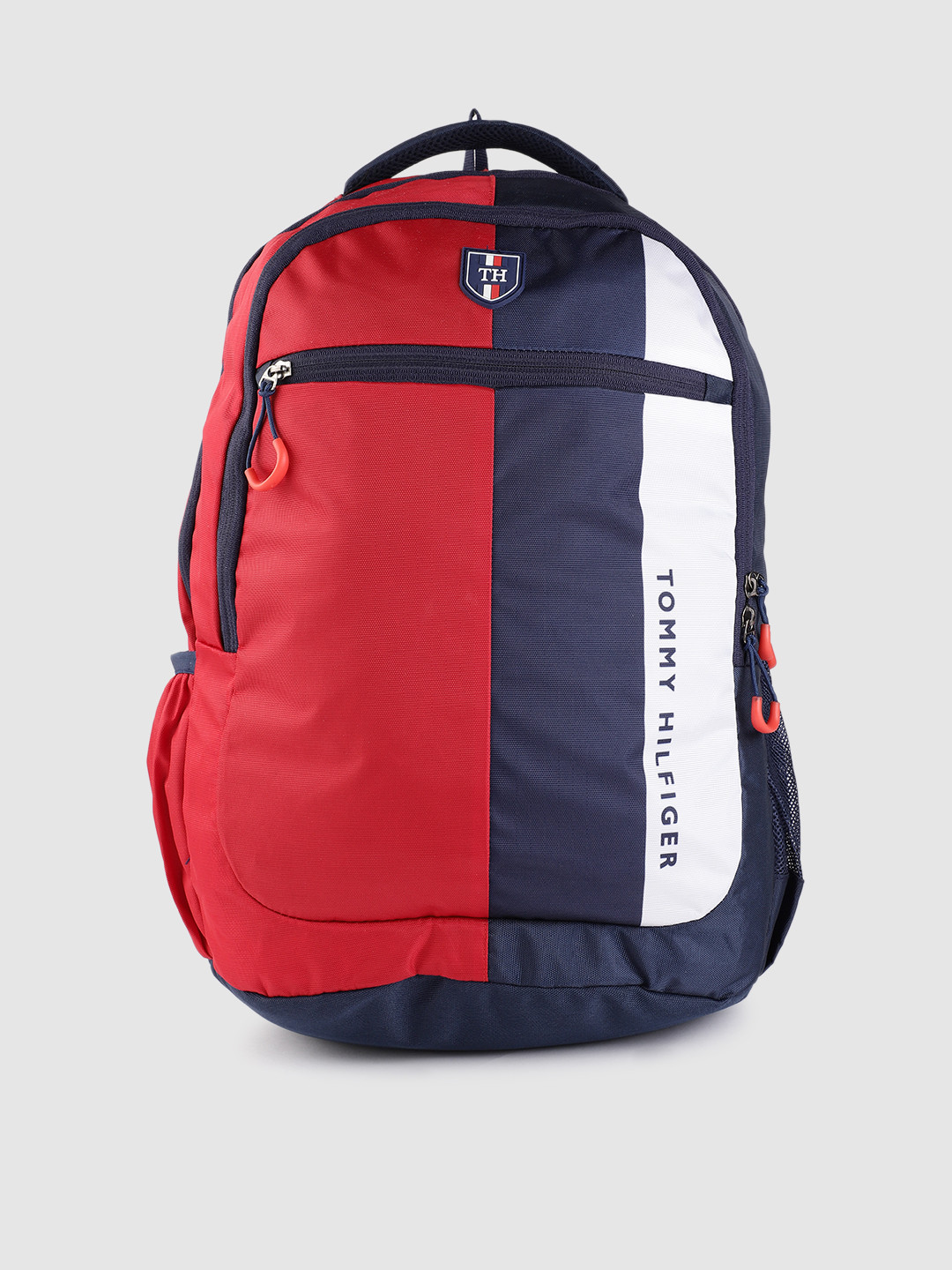 Buy Tommy Hilfiger Unisex Red & Navy Blue Colourblocked Backpack