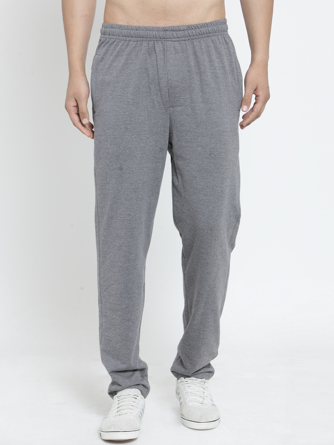 Buy JAINISH Men Grey Solid Pure Cotton Track Pants Track Pants for