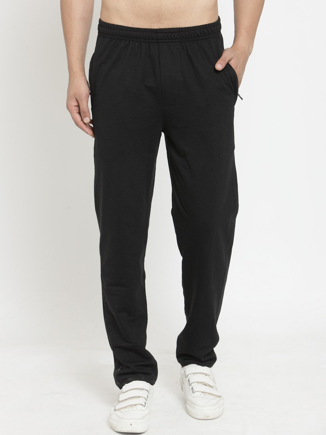 Buy JAINISH Men Black Solid Pure Cotton Track Pants Track Pants for