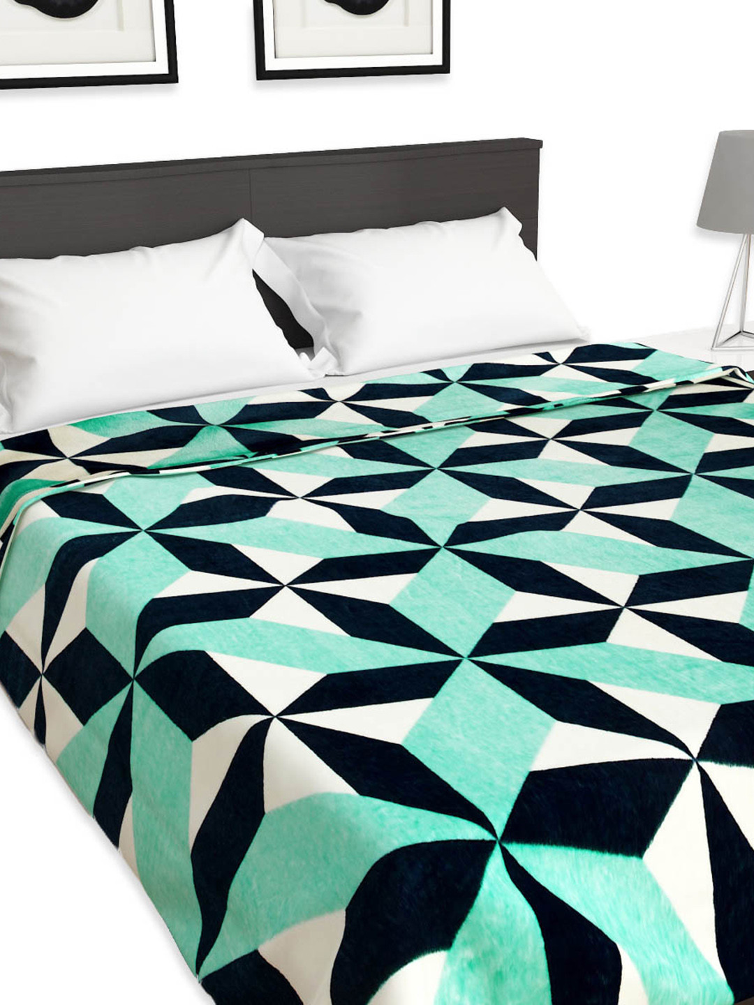 Buy Home Centre Blue & Grey Fiesta Printed Summer 260 GSM Double Bed Blanket Blankets Quilts