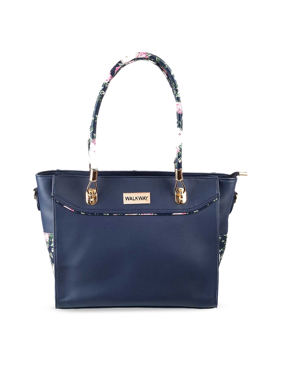 Buy WALKWAY By Metro Blue Solid Structured Shoulder Bag - Handbags for ...