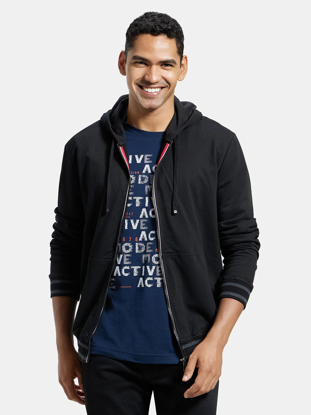 Buy Jockey Men Black Sporty Hooded Jacket - Jackets for Men 15172896 ...