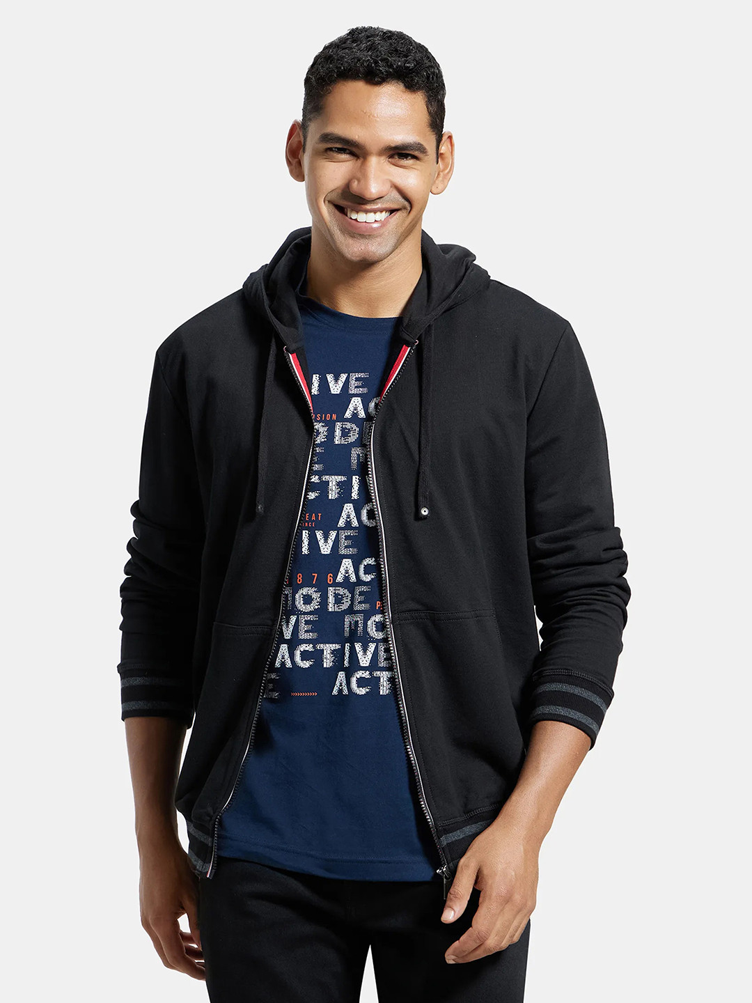 Buy Jockey Men Black Sporty Hooded Jacket - Jackets for Men 15172896 ...