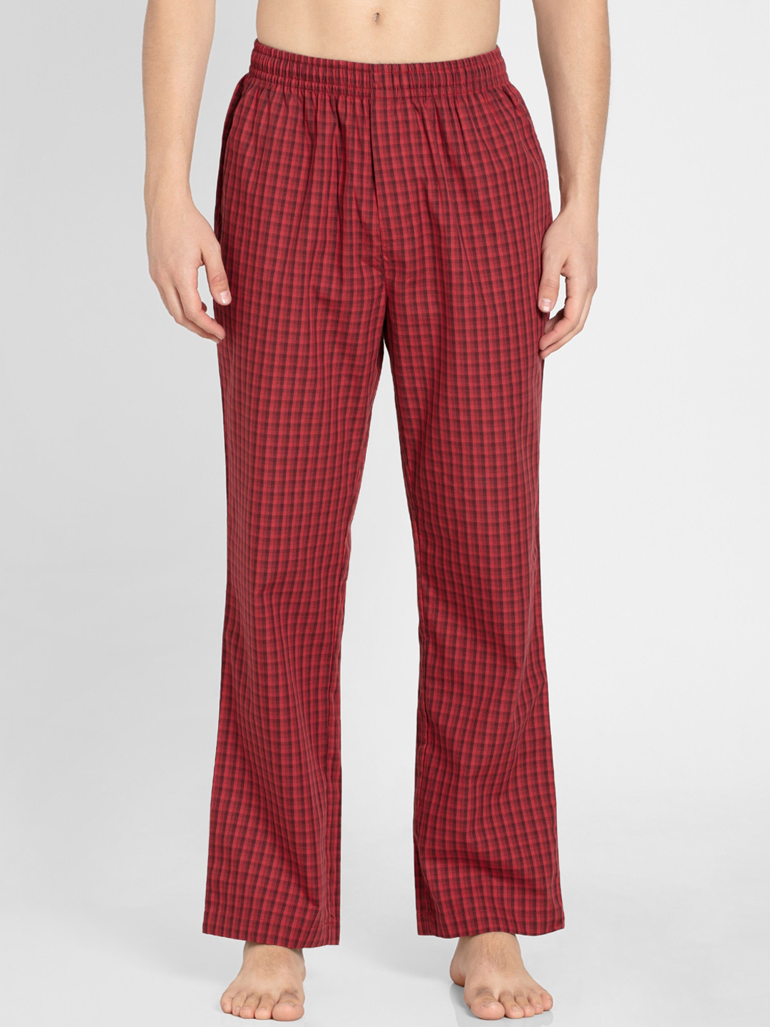 Buy Jockey Men Red Checked Pure Cotton Lounge Pants Lounge Pants for