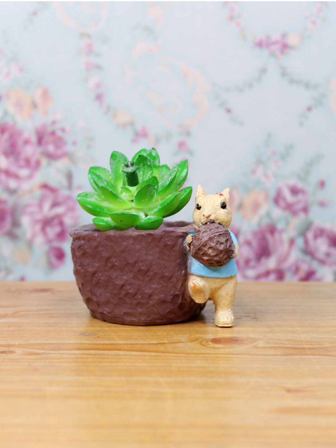 Buy Wonderland Brown Resin Squirrel With Nut Planter Planters for