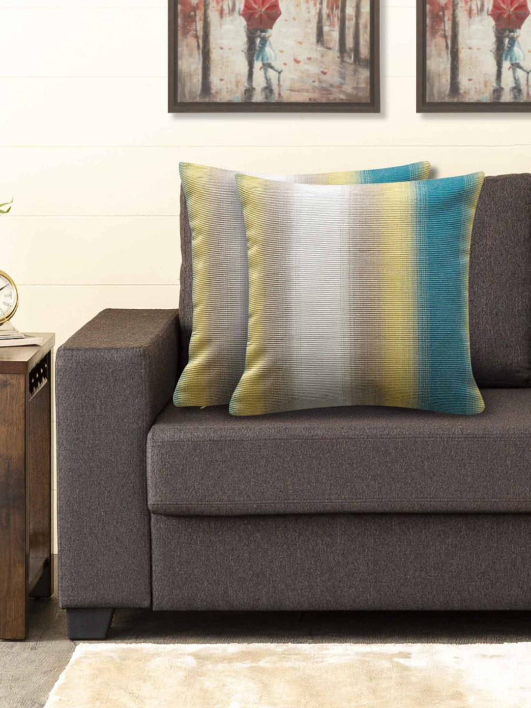 Buy Home Centre Set Of 2 Assorted Colourblocked Square Cushion Covers