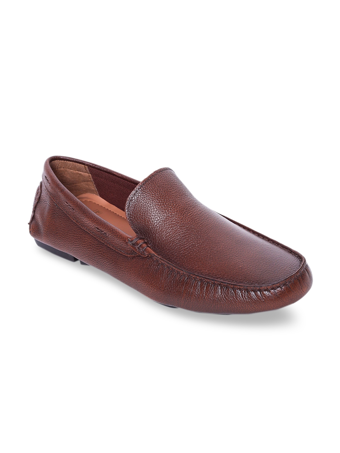 Buy Red Tape Men Brown Textured Leather Formal Loafers - Formal Shoes ...