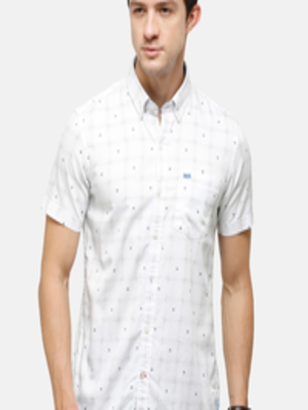 Buy Double Two Men White Slim Fit Checked Casual Shirt - Shirts for Men ...