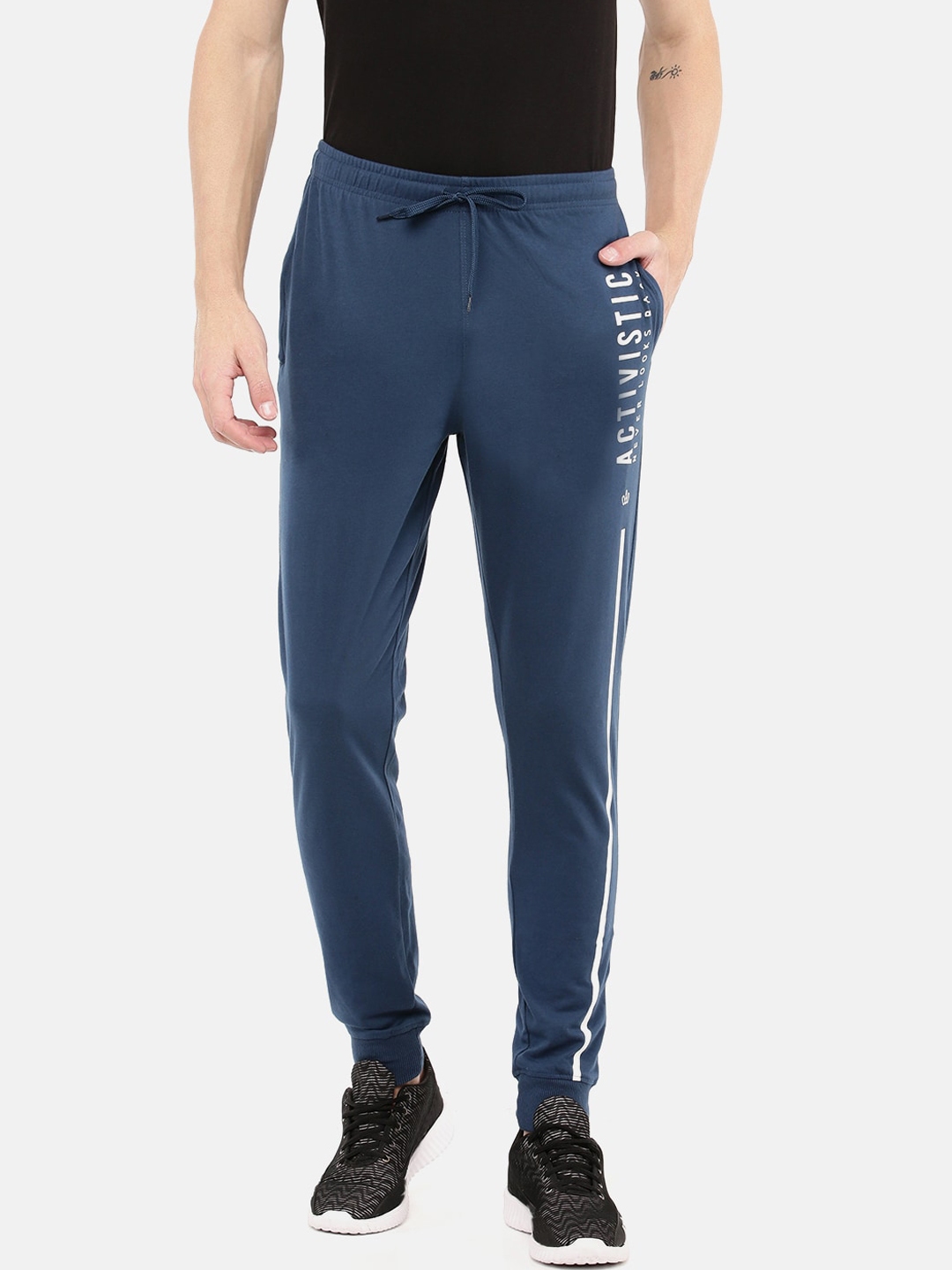 Buy DIXCY SCOTT Men Blue Slim Fit Cotton Joggers - Track Pants for Men ...