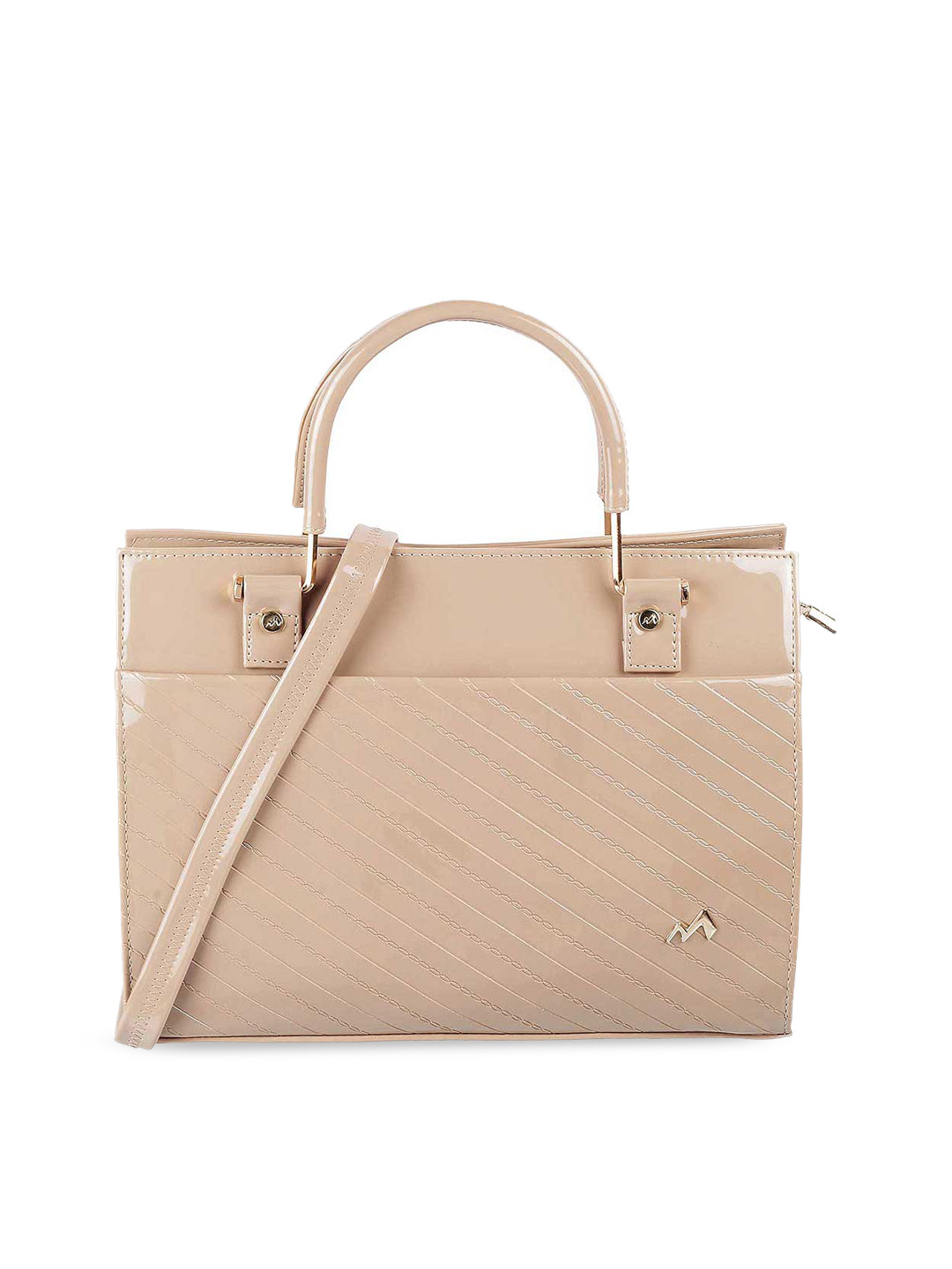 Buy Metro Women Beige Textured Structured Handheld Bag Handbags for