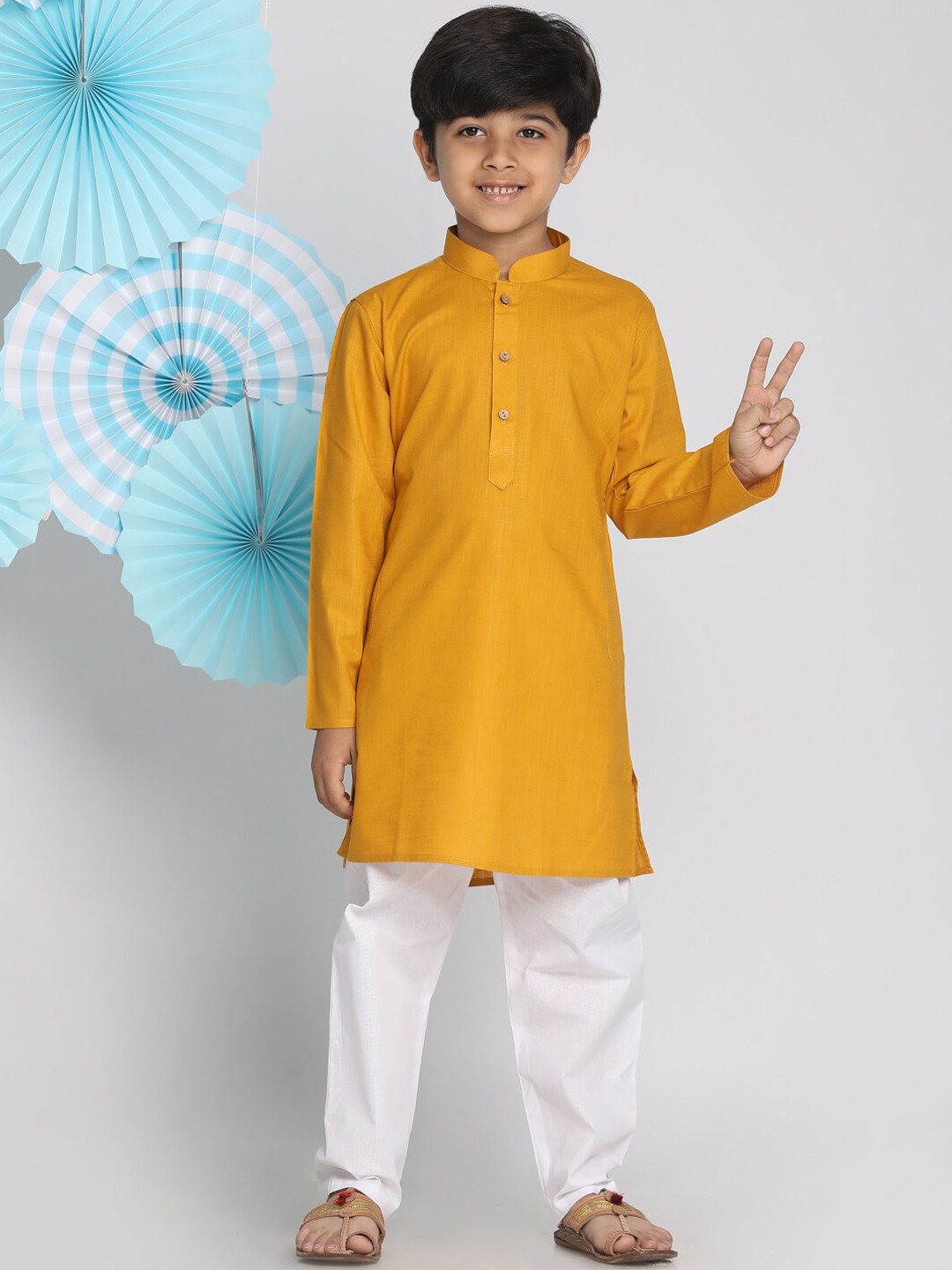 Buy VASTRAMAY Boys Mustard Yellow Regular Kurta With Pyjamas Kurta Sets for Boys 15189126 Myntra