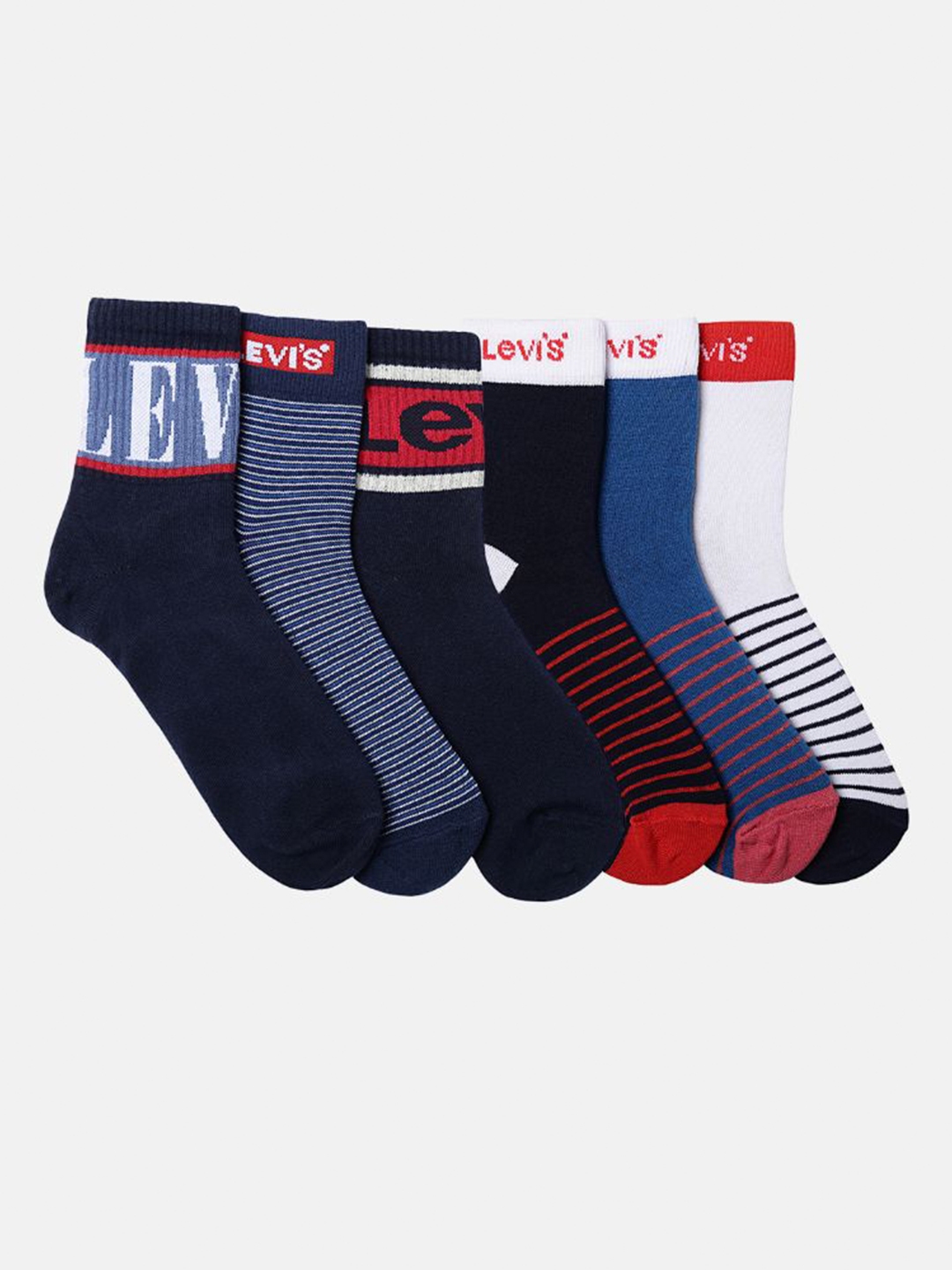 Buy Levis Men Pack Of 6 Assorted Ankle Length Socks - Socks for Men ...