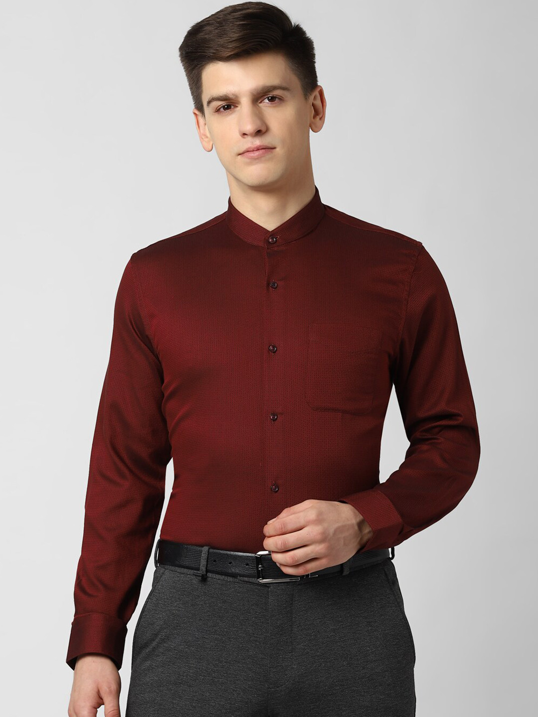 Buy Peter England Men Maroon Slim Fit Self Design Cotton Formal Shirt Shirts for Men 15191200
