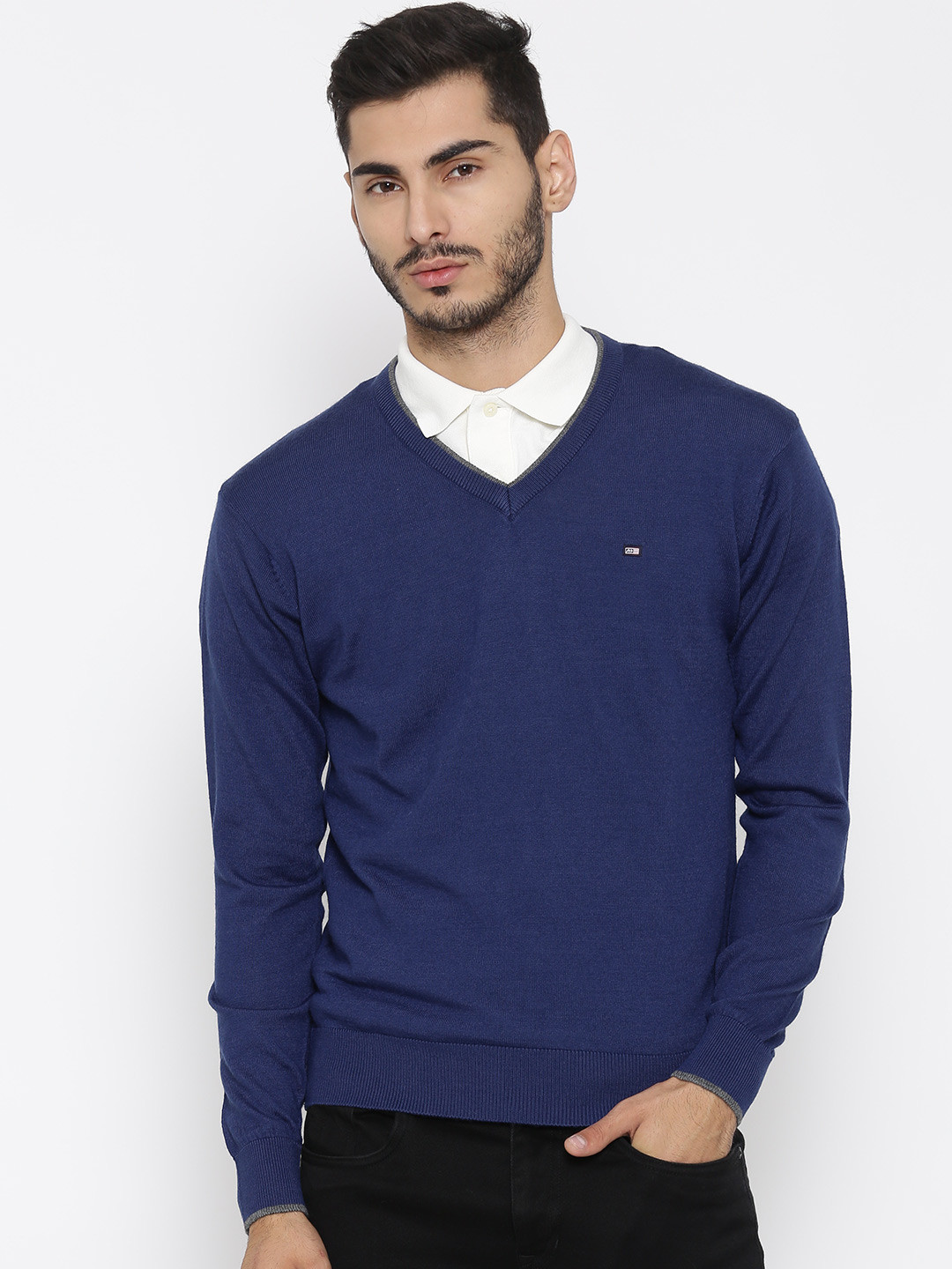 Buy Arrow Sport Men Blue Solid Sweater Sweaters for Men 1519199 Myntra