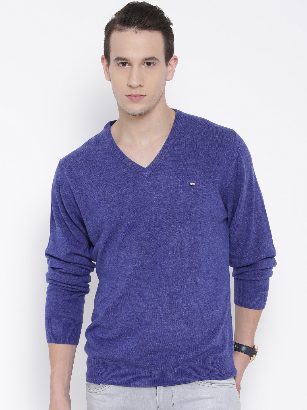 Buy Arrow Sport Men Blue Solid Sweater Sweaters for Men 1519208 Myntra