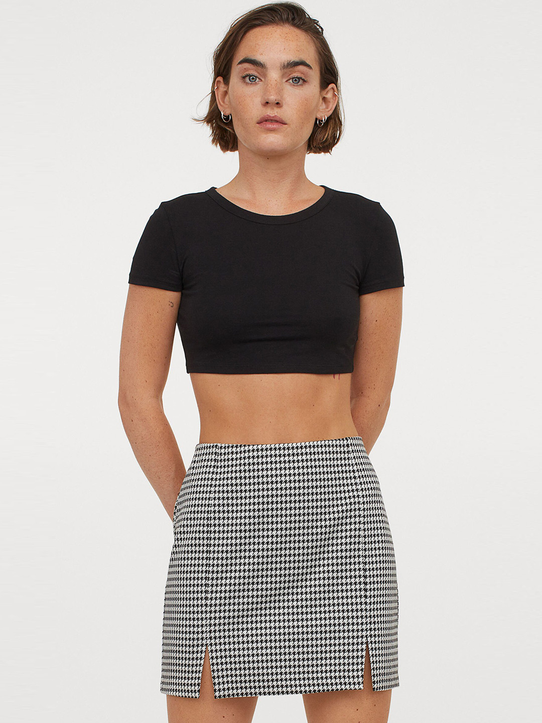 Buy H&M Black Checked Short Skirt Skirts for Women 15193694 Myntra
