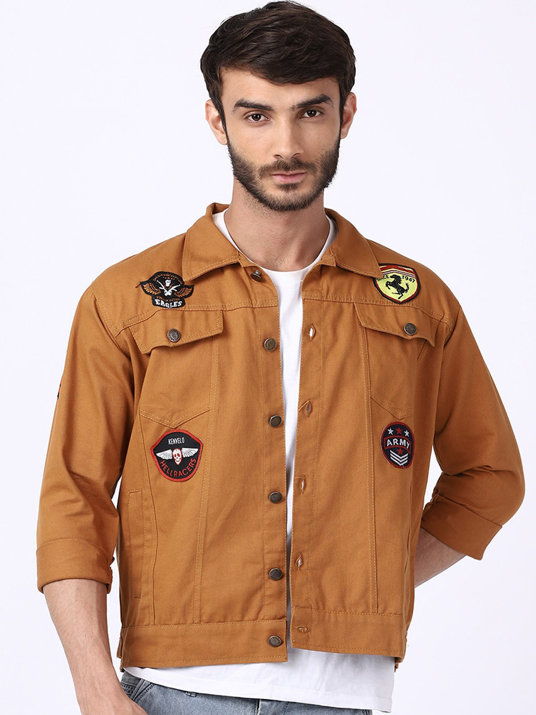 Buy VOXATI Men Mustard Denim Jacket With Patchwork Jackets for Men 15194520 Myntra