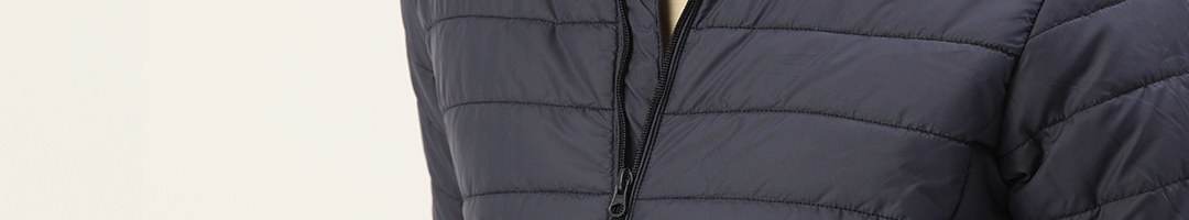 Buy SINGLE Men Navy Blue Solid Puffer Jacket - Jackets for Men 15195840 ...