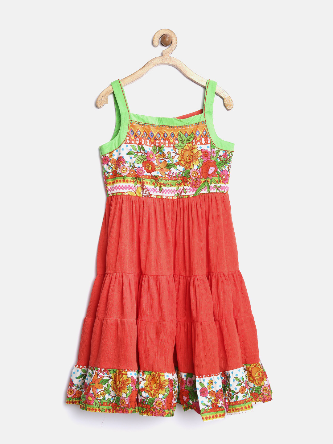 Buy Biba Girls Orange Printed Fit And Flare Dress Dresses for Girls 1519802 Myntra
