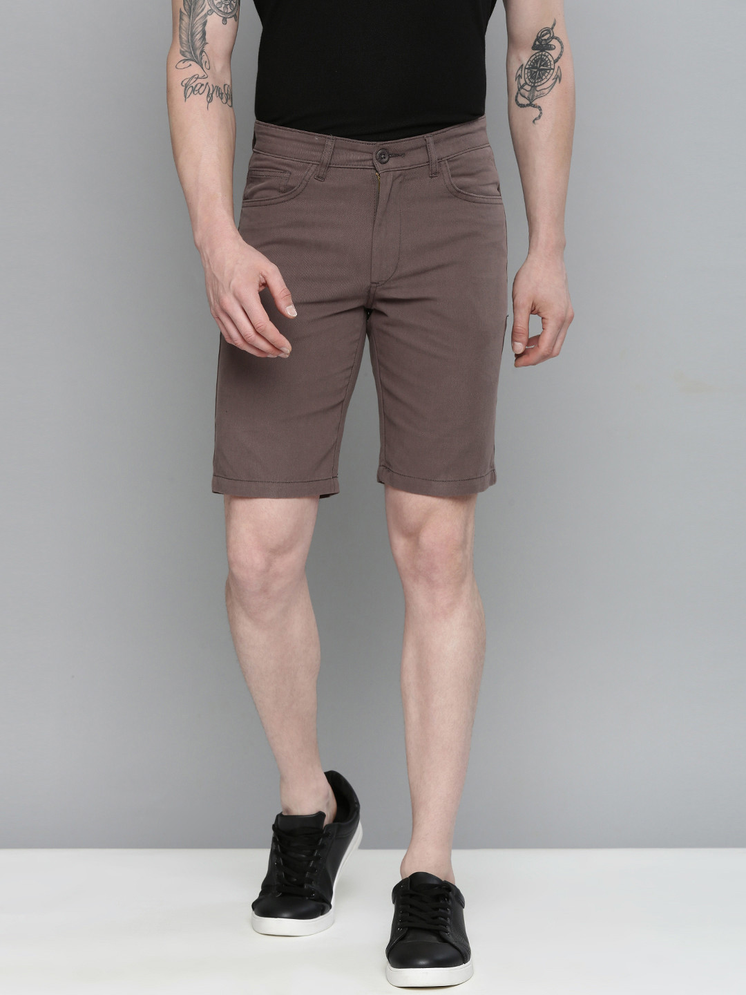 Buy The Indian Garage Co Men Grey Slim Fit Chino Shorts Shorts for