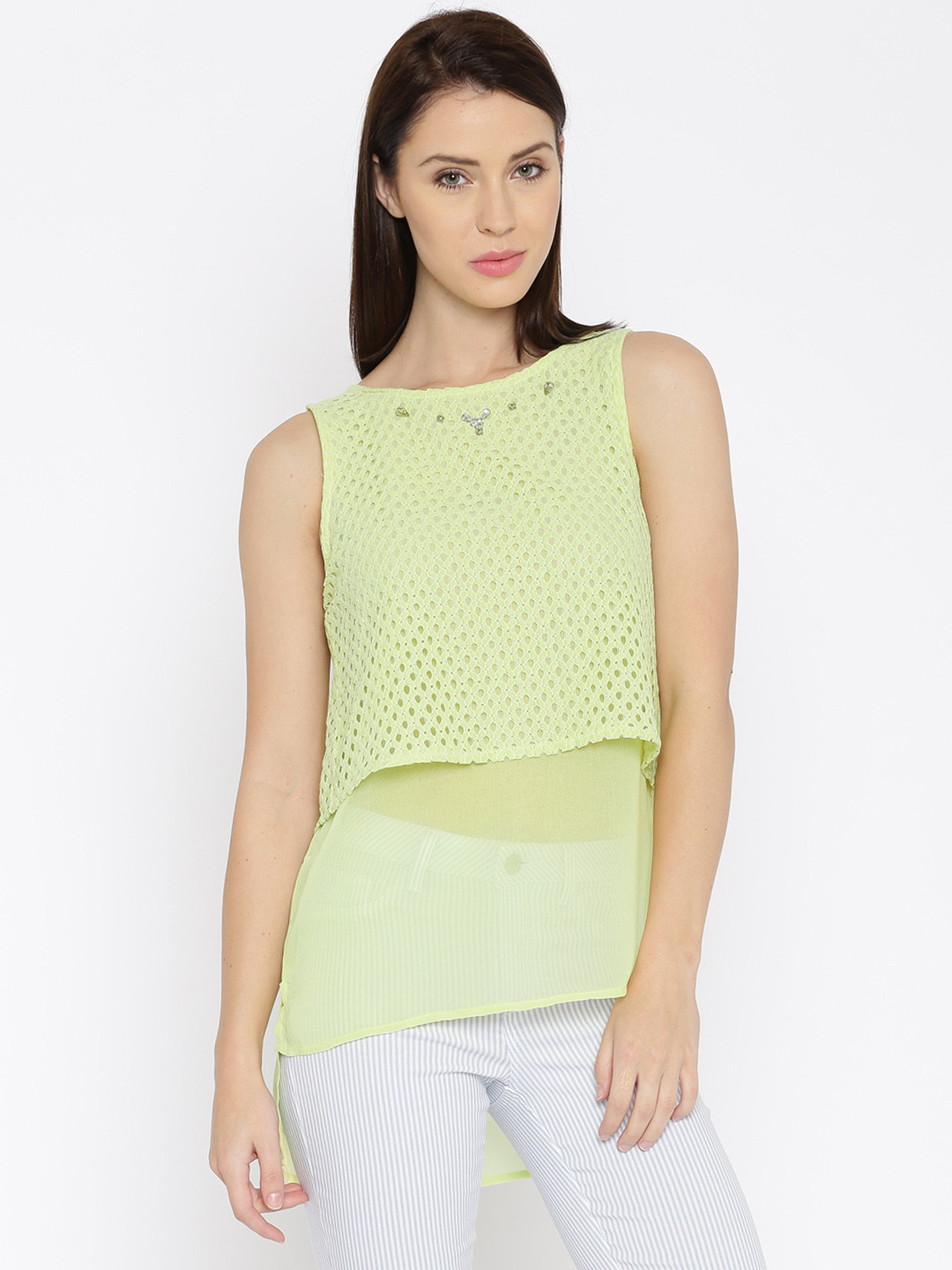 Buy Jealous 21 Women Lime Green Lace Layered Top Tops for Women
