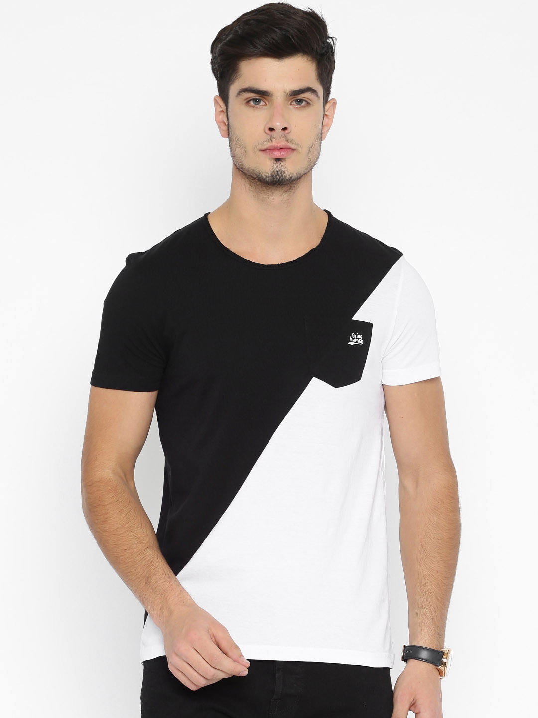 black white human t shirt