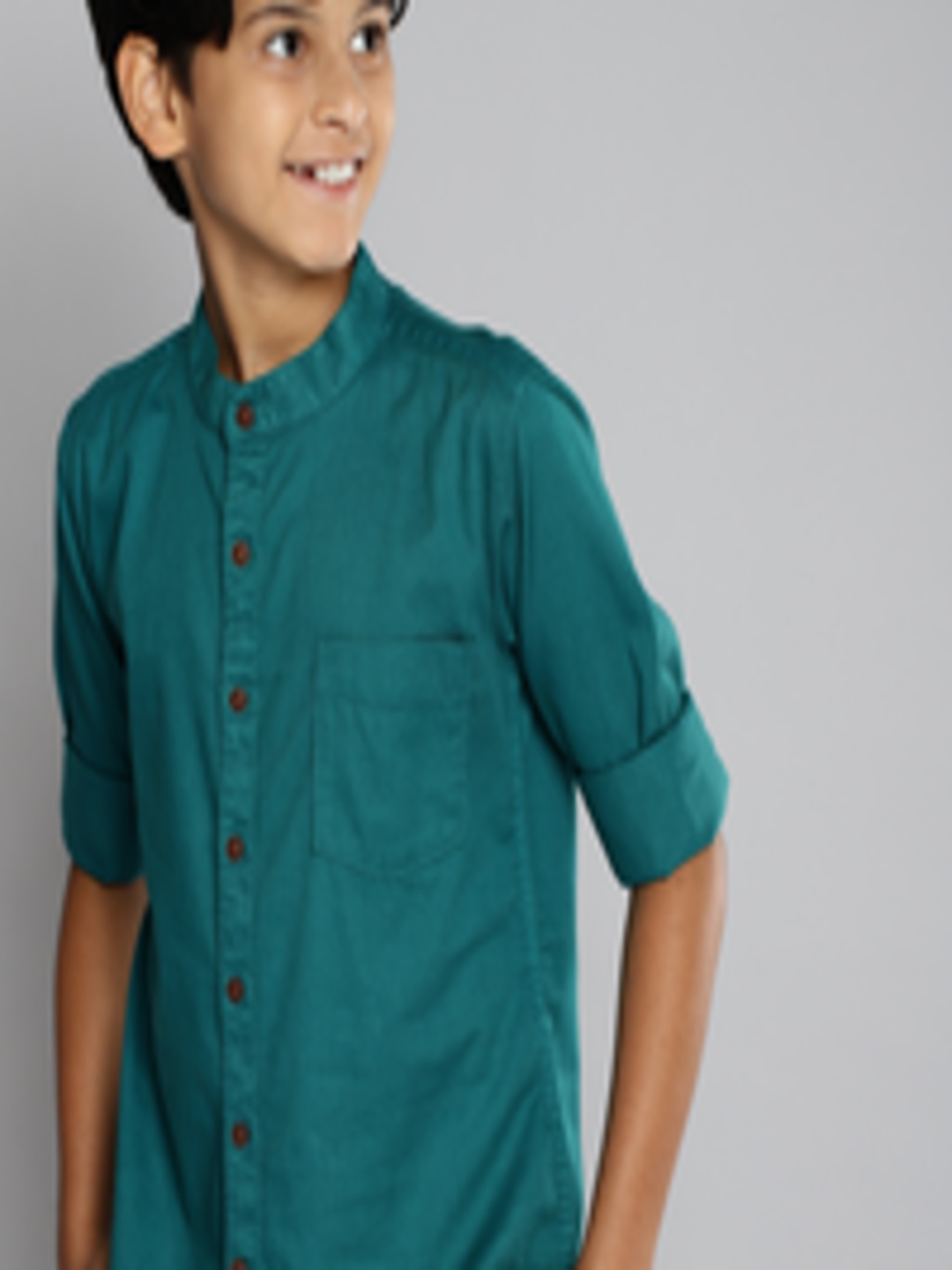 Buy M&H Juniors Boys Green Slim Fit Pure Cotton Casual Shirt - Shirts ...