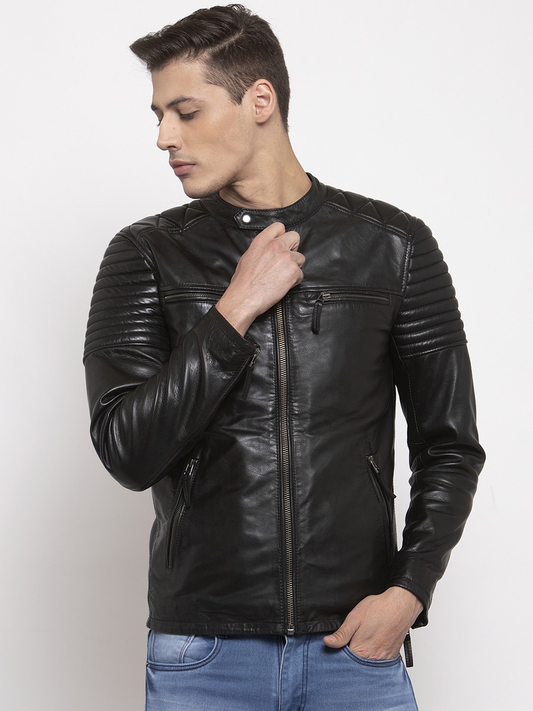 Buy WELBAWT Men Black Lightweight Leather Jacket - Jackets for Men ...