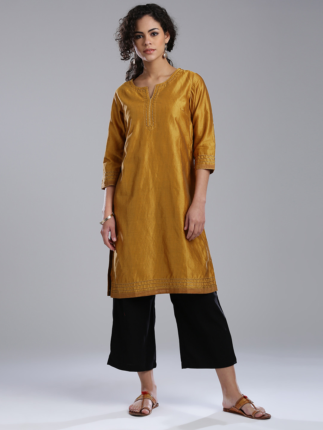 Buy Fabindia Women Mustard Yellow Kurta Kurtas for Women 1522138 Myntra