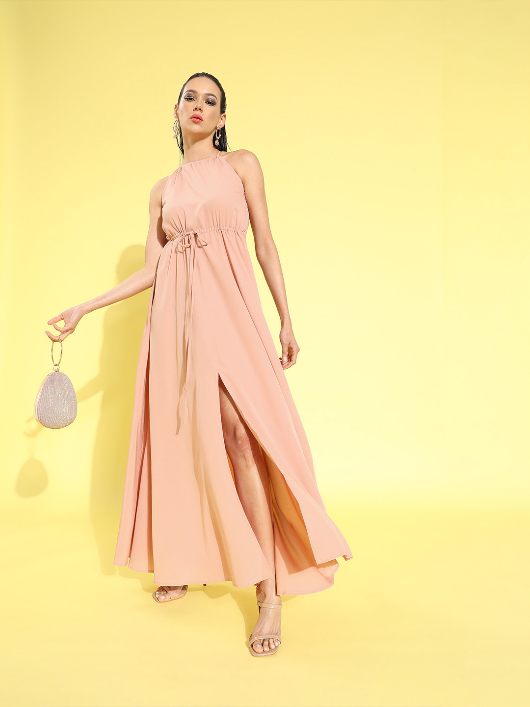 Buy Berrylush Women Pink Solid Cinched Waist Dress Dresses for Women