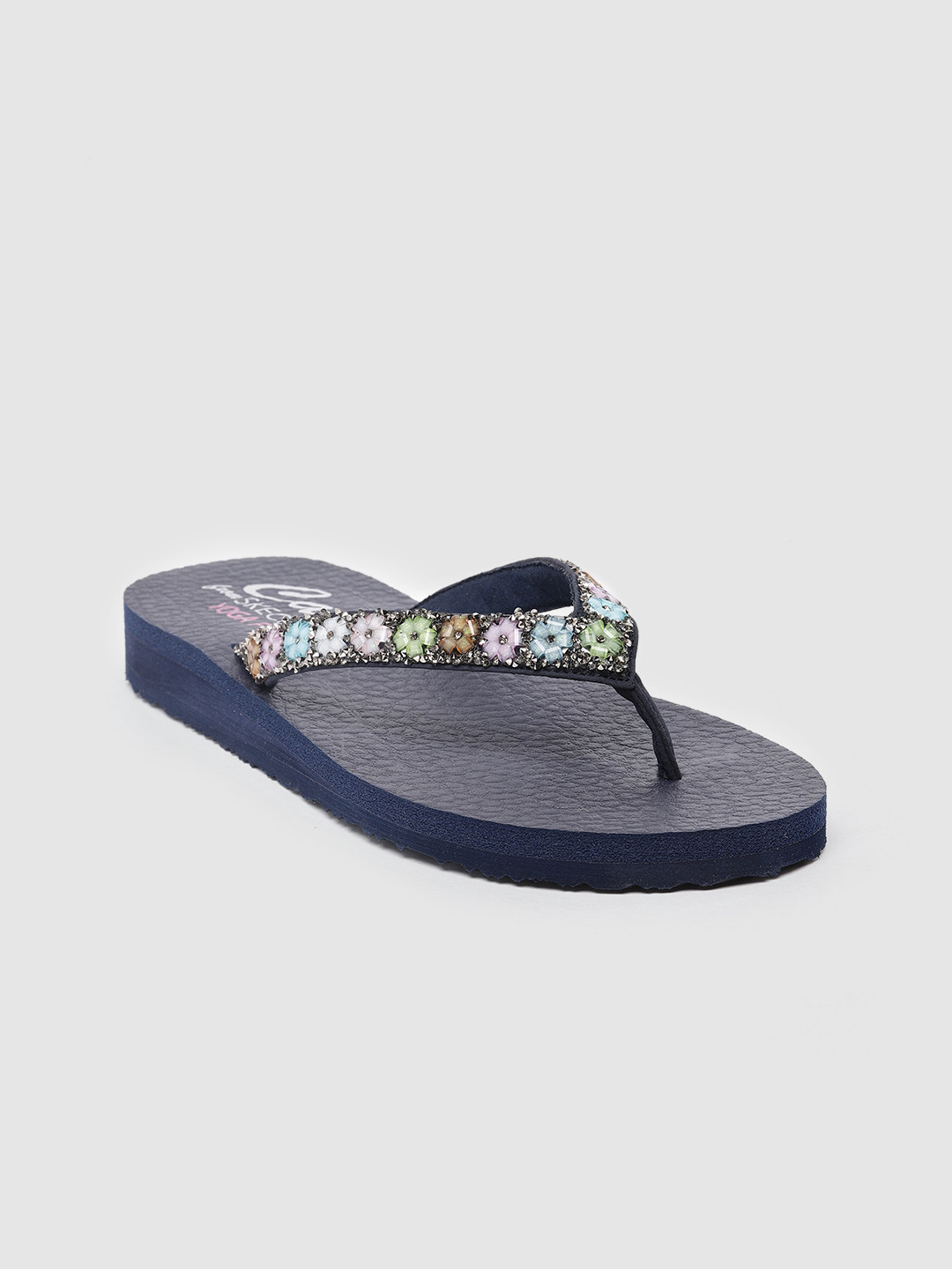 Buy Skechers Women Navy Blue Printed Rubber Thong Flip Flops Flip Flops for Women 15232244