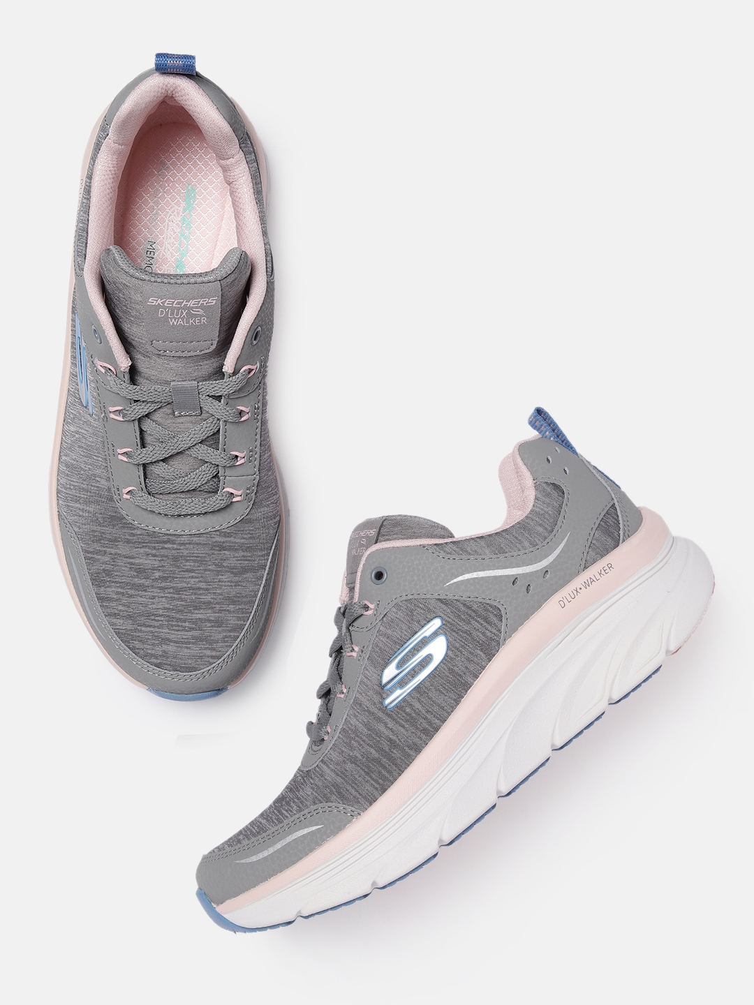 Buy Skechers Women Grey D'Lux Walker Cool Sneakers - Casual Shoes for ...
