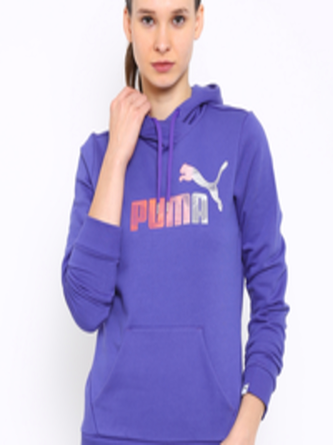 Buy Puma Purple Style Elemental Printed Hooded Sweatshirt - Sweatshirts ...