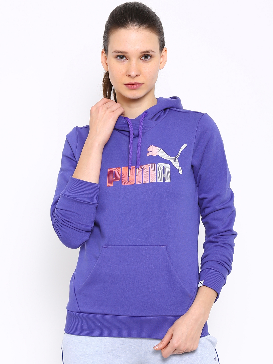 Buy Puma Purple Style Elemental Printed Hooded Sweatshirt - Sweatshirts ...