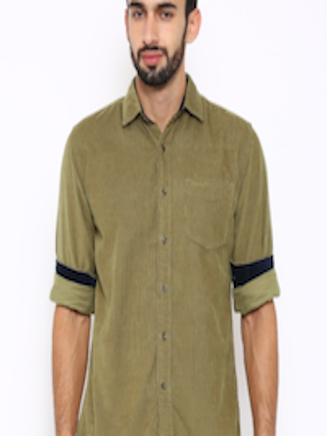 Buy Wrangler Khaki Corduroy Casual Shirt - Shirts for Men 1523589 | Myntra