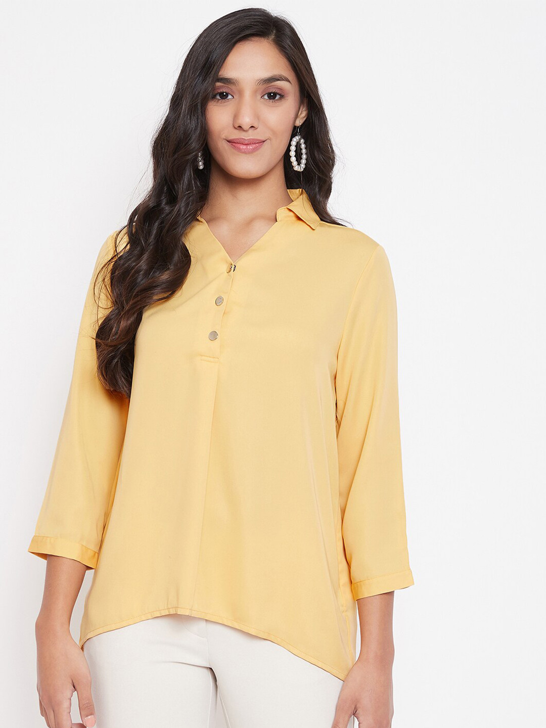 Buy Madame Women Mustard Yellow Shirt Style Top Tops for Women