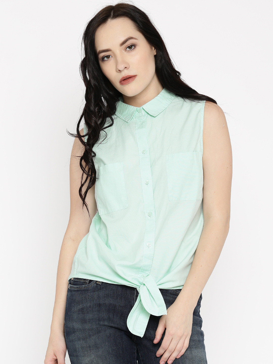 Buy ONLY Women Mint Green Regular Fit Solid Shirt Shirts for Women