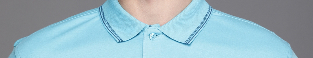 Buy Louis Philippe Men Blue Polo Collar Pure Cotton T Shirt - Tshirts ...
